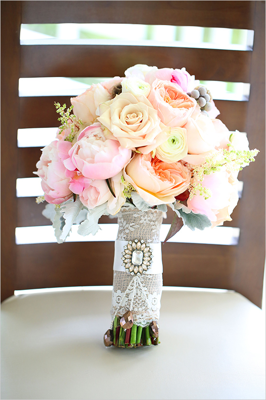 Bouquet with light pinks and oranges